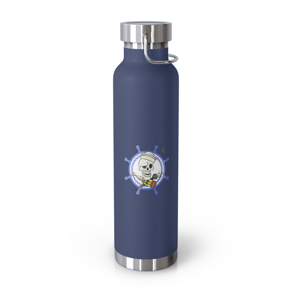 22oz Copper Vacuum Bottle — Nautical Skull & Wheel Insulated Water Bottle