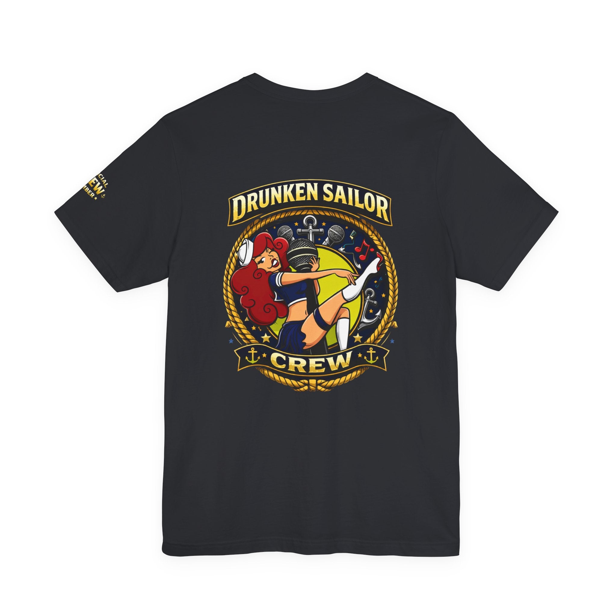 Drunken Sailor Crew T‑Shirt – Nautical Pinup Anchor Graphic Tee