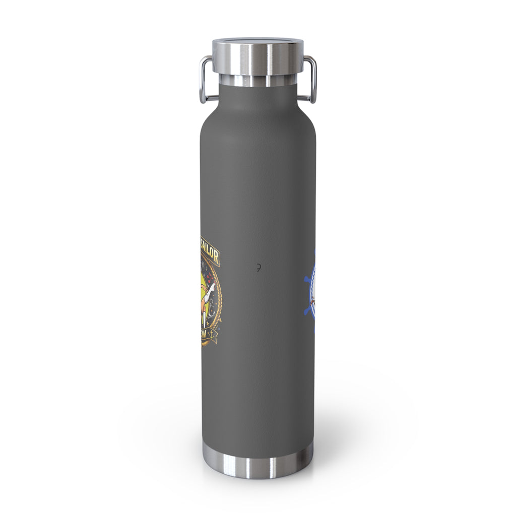 22oz Copper Vacuum Bottle — Nautical Skull & Wheel Insulated Water Bottle