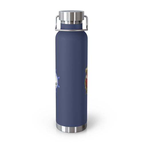 22oz Copper Vacuum Bottle — Nautical Skull & Wheel Insulated Water Bottle