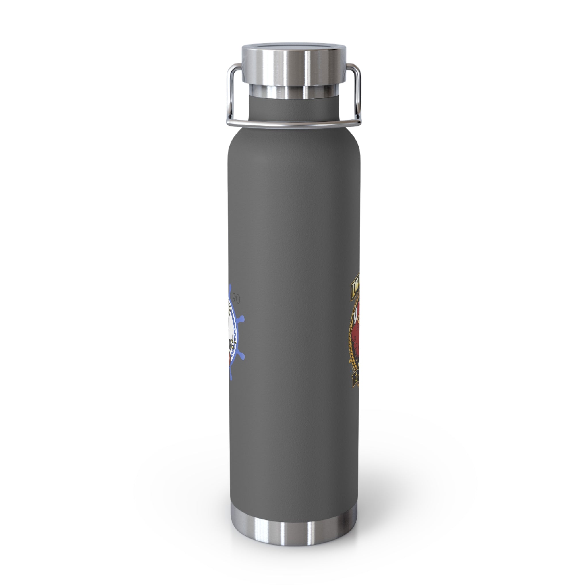 22oz Copper Vacuum Bottle — Nautical Skull & Wheel Insulated Water Bottle