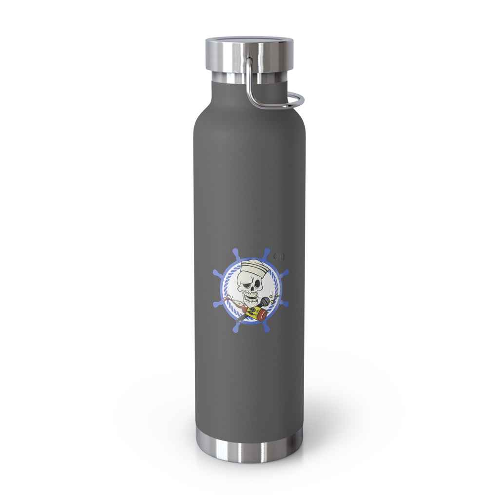 22oz Copper Vacuum Bottle — Nautical Skull & Wheel Insulated Water Bottle